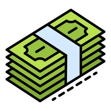 Dollar money stack icon color outline vector Stock Illustration