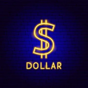 Dollar Neon Label Stock Illustration