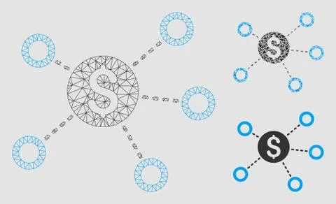 Dollar Network Links Vector Mesh Wire Frame Model and Triangle Mosaic Icon イラスト素材