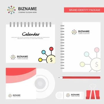 Dollar network Logo, Calendar Template, CD Cover, Diary and USB Brand Station Illustrazione stock