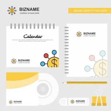 Dollar network Logo, Calendar Template, CD Cover, Diary and USB Brand Station Stockillustratie