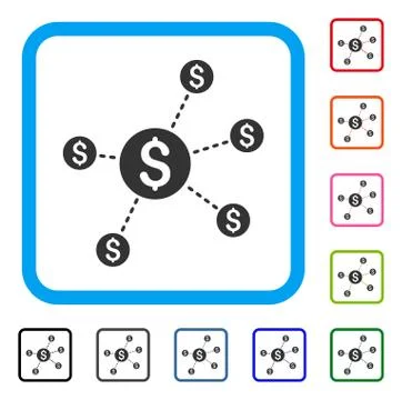 Dollar Network Nodes Framed Icon Illustrazione stock