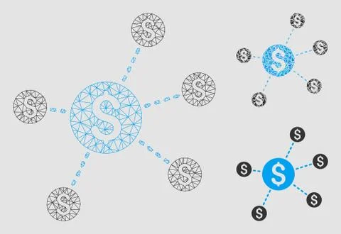 Dollar Network Nodes Vector Mesh Network Model and Triangle Mosaic Icon 库存插图