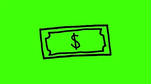 Dollar Note, Money Sack, Wallet and Bank Free Hand Drawn Line Icon Motion Graphi Stock Footage 165352659