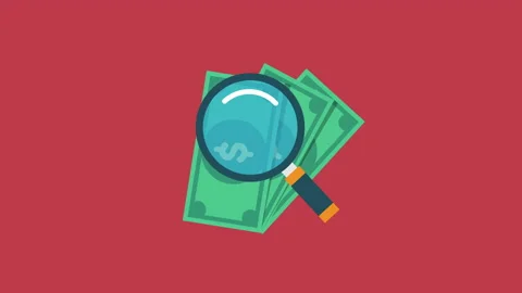 Dollar notes Animated Icon and magnifying glass Stock Footage 229851140