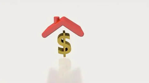 Dollar notes folded into shape of a house and roof with notes under on white Video stock 170150107