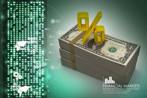 Dollar notes with percentage sign Stock Illustration