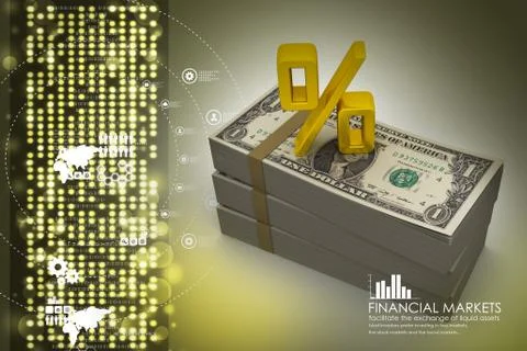 Dollar notes with percentage sign 스톡 일러스트
