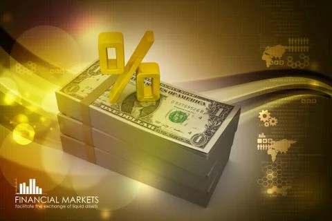 Dollar notes with percentage sign Stock Illustration