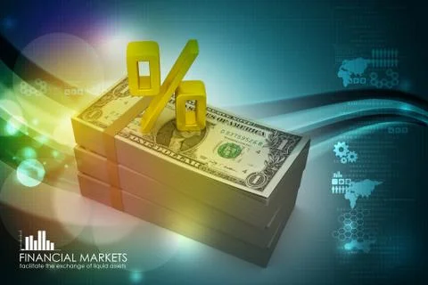 Dollar notes with percentage sign 스톡 일러스트