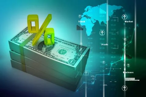Dollar notes with percentage sign 스톡 일러스트