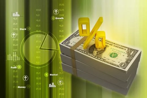 Dollar notes with percentage sign Stock Illustration