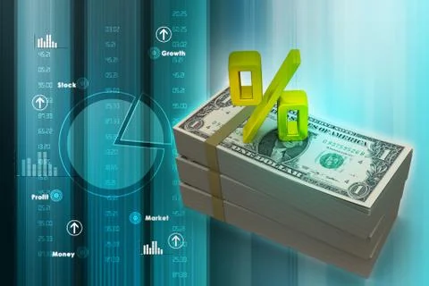 Dollar notes with percentage sign Illustrazione stock