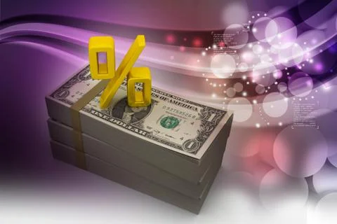 Dollar notes with percentage sign 스톡 일러스트