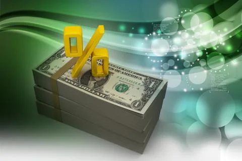 Dollar notes with percentage sign 스톡 일러스트