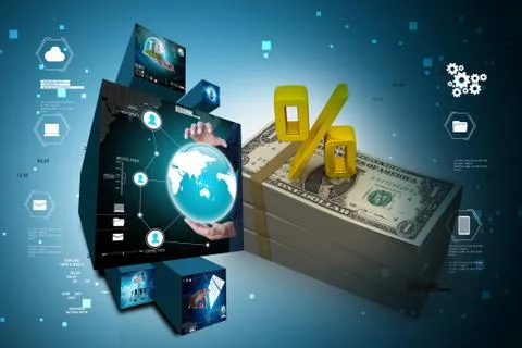 Dollar notes with percentage sign 스톡 일러스트