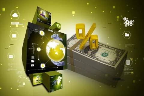 Dollar notes with percentage sign Stock Illustration