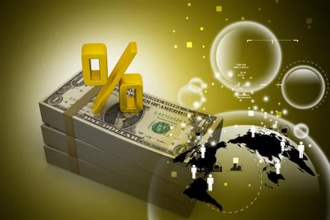 Dollar notes with percentage sign Stock Illustration