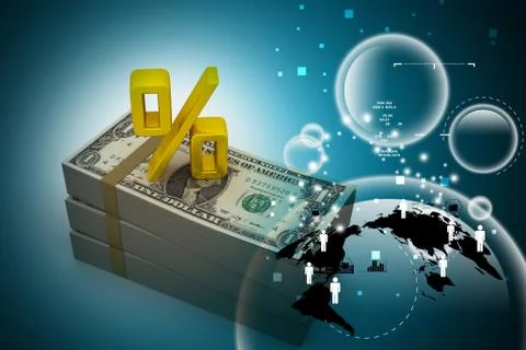 Dollar notes with percentage sign Stock Illustration