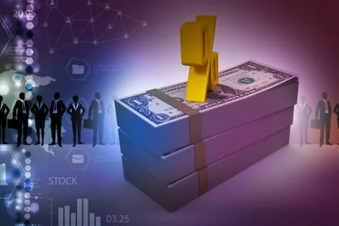Dollar notes with percentage sign 스톡 일러스트
