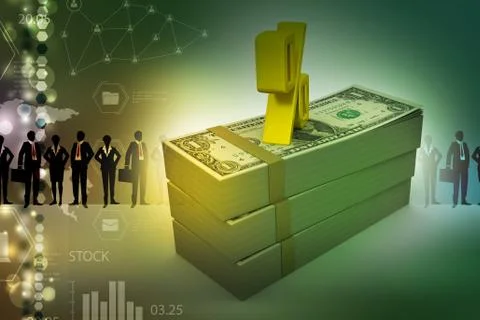 Dollar notes with percentage sign 스톡 일러스트