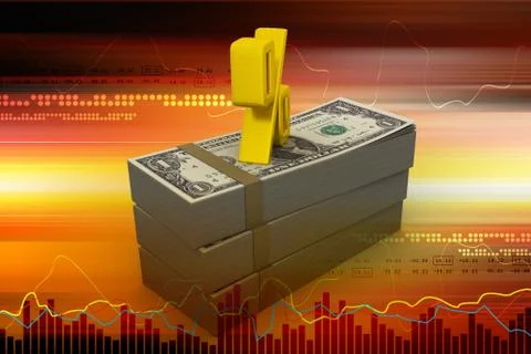 Dollar notes with percentage sign 스톡 일러스트
