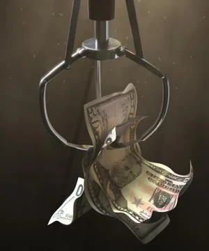 Dollar Notes In A Robotic Claw Stock Photos
