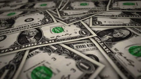 Dollar one banknote flying over money surface Stock Footage 203906554