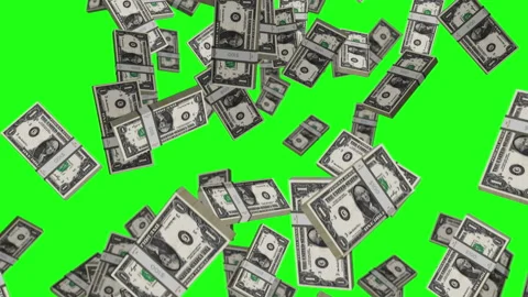 Dollar one banknote packs falling loop Stock Footage 202096164
