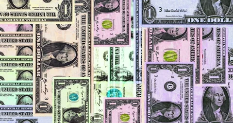 Dollar one USD banknotes abstract color mosaic pattern Stock Footage 221349333