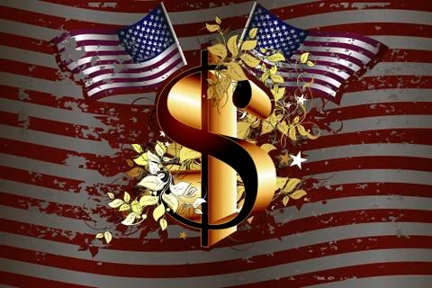 Dollar with ornate elements Stock Illustration