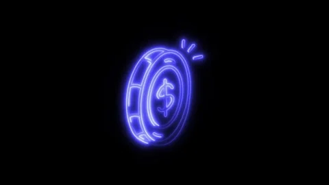 Dollar Outline Icon in HD Video Neon Animation Video stock 304552384