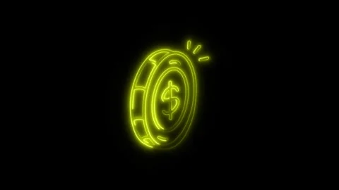 Dollar Outline Icon in HD Video Neon Animation Stock-Footage 304552385