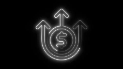 Dollar Outline Icon in HD Video Neon Animation Stock Footage 304553150