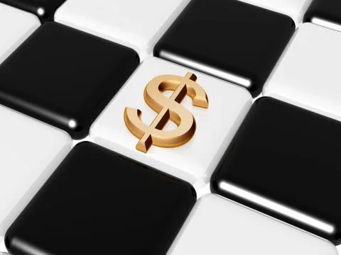 Dollar over chess-board Stock Illustration