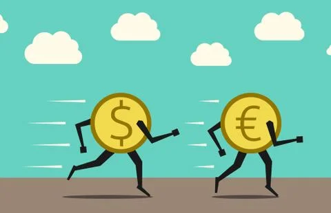 Dollar overtaking euro Stock Illustration