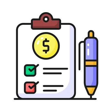 Dollar on page depicting concept vector of financial document, ready to use icon 스톡 일러스트