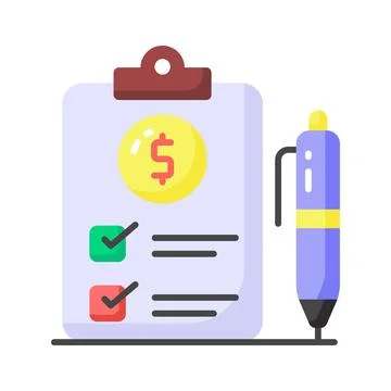 Dollar on page depicting concept vector of financial document, ready to use icon Illustrazione stock