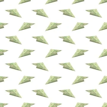 Dollar Paper Concept Plane Seamless Pattern 스톡 일러스트