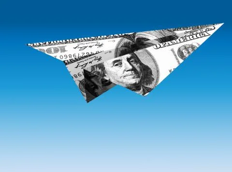 Dollar Paper Plane - Capital Flight Stock Illustration