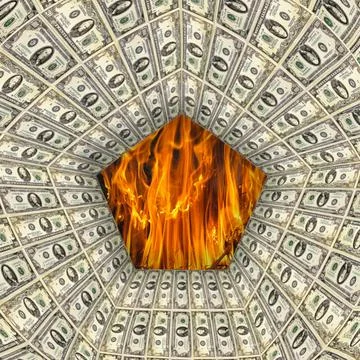 Dollar pattern with flame on the background American dollar pattern with f... Stock Photos