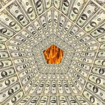 Dollar pattern with flame on the background Stock Photos