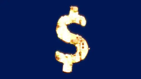 Dollar - peso sign, technologic burning orange cyberpunk alphabet on chroma Иллюстрация