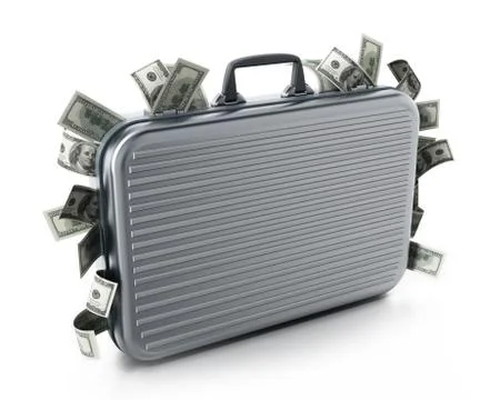 Dollar piles inside briefcase. 3D illustration Stock Illustration