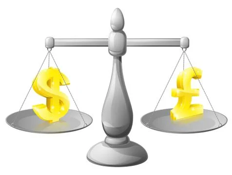 Dollar pound exchange scales イラスト素材