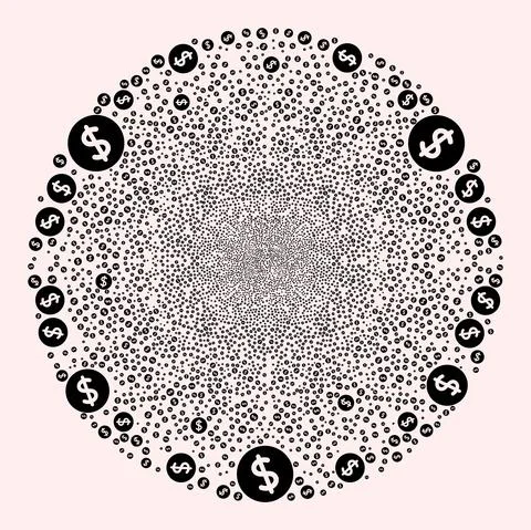 Dollar Price Icon Collage Exploding Round Globula イラスト素材