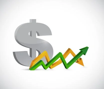 Dollar profits. up and down arrow graph isolated Stock Illustration