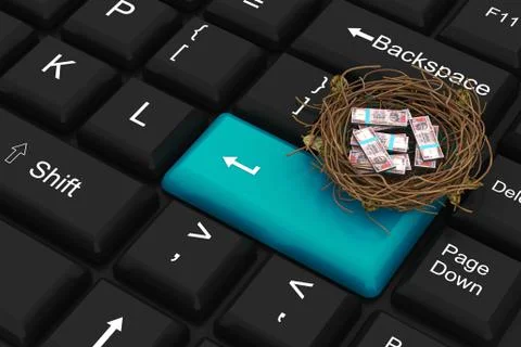 Dollar protected in nest with enter key Stock Illustration