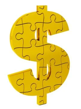 Dollar puzzle, gold and solid Stock Illustration