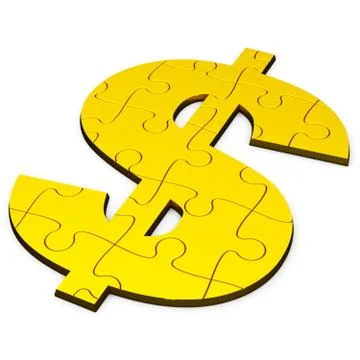 Dollar puzzle, gold and solid Stock Illustration